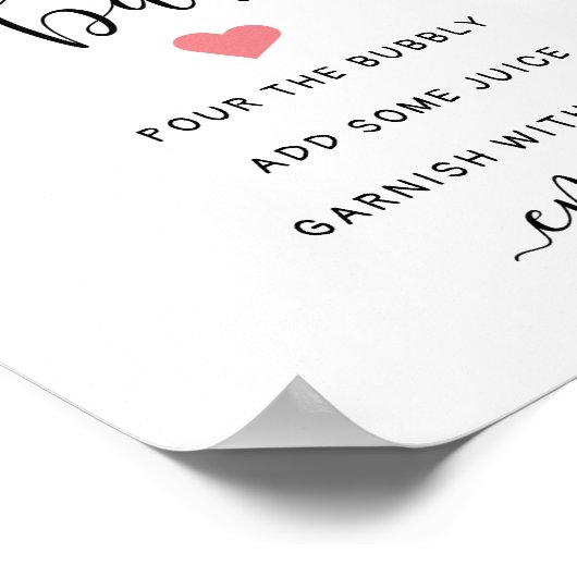 モモササインピンクハートベビーシャワージュースバー ポスター (角)