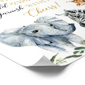 モモサバーはバブリーのサファリベイビーシャワーのサインを注ぐ ポスター (角)