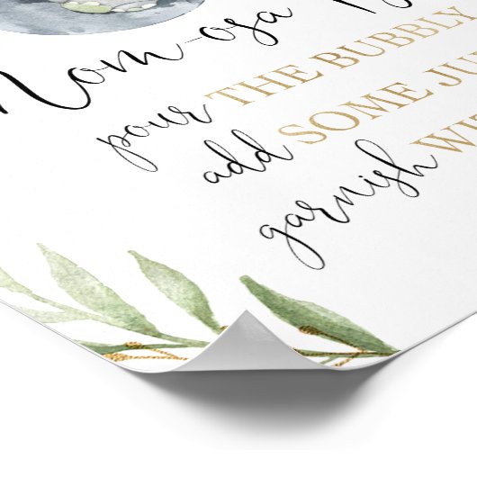 モモサバーミモサ象の赤ちゃんシャワーのサイン ポスター (角)