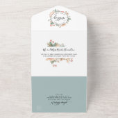  モモサンゴの植物結婚学校、出欠の出欠 オールインワン招待状 (外側)