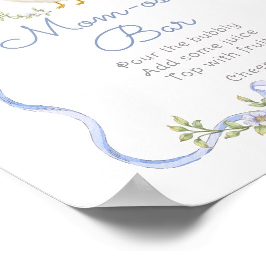 モモザバー間抜けグースブルーボウ男の赤ちゃんシャワー ポスター (角)