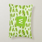 モモパーソナライズされたグラムかわいいグリーンツリーカエル柄 アクセントクッション (裏面(縦))