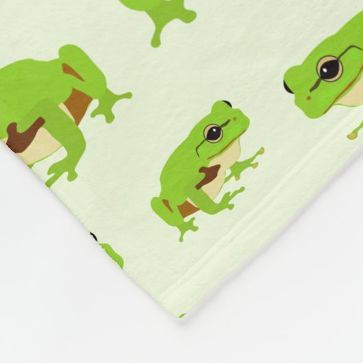 モモパーソナライズされたグラムかわいいグリーンツリーカエル柄 フリースブランケット (角)