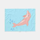 モモピンクのイルカ フリースブランケット (正面(横))