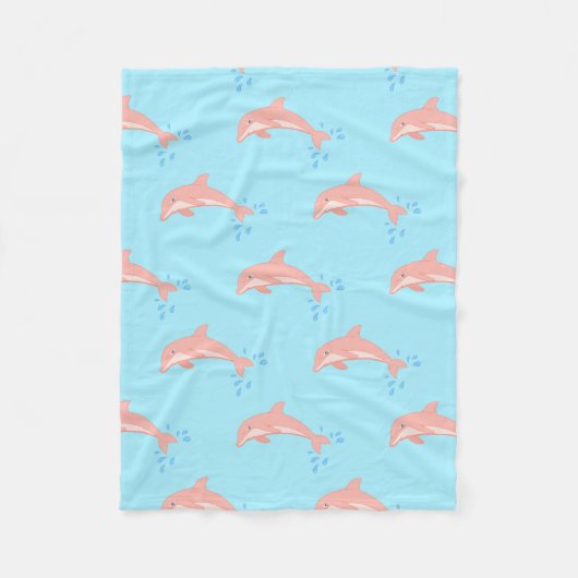 モモピンクのイルカ フリースブランケット (正面)
