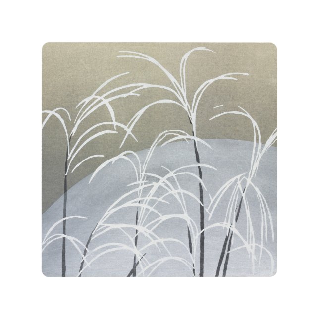 モモヨグサ花ヴィンテージ日本のメタルウォールアート メタルプリント (正面)