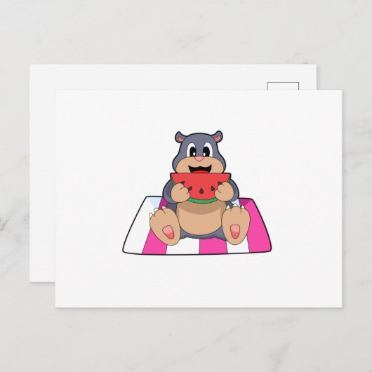 モモンガとスイカ.PNG ポストカード (正面/裏面)