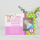 モモンガの誕生日招待状（女の子用）ピンク 招待状 (スタンド正面)