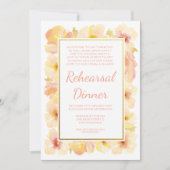モモ及びクリーム色の金ゴールドのリハーサルの夕食の招待 招待状 (正面)
