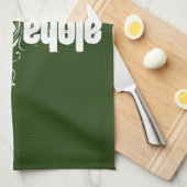 モモ及びストライプのな深緑色; アロハ キッチンタオル (四つ折り)