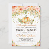 モモ及び赤面のカボチャベビーシャワーの招待状の上品 招待状 (正面)