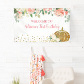 モモ私達の小さいカボチャ誕生日の大きい旗 横断幕 (インサイチュ)