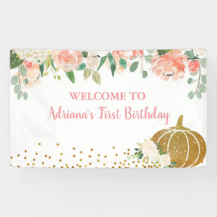 モモ私達の小さいカボチャ誕生日の大きい旗 横断幕