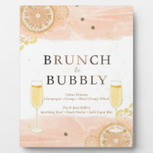 モモ色ウォーターカラーのブランチ＆スパークリングサイン Mimosa Bar Sign