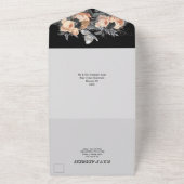 モモ黒灰色蝶バラフローラ  オールインワン招待状 (外側)