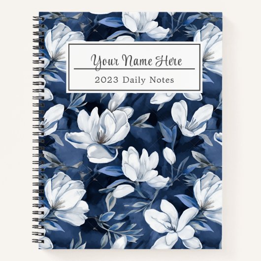 モモ オレンジ フローラル | エレガント スパイラル ノートブック (正面)