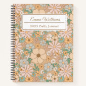 モモ オレンジ フローラル | エレガント スパイラル ノートブック (正面)