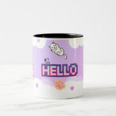 モモ&ゴマ – 餅餅餅桃の猫2調  ツートーンマグカップ (中央)