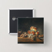 モモ、ナット、ブドウの静物画 缶バッジ (正面&裏面)