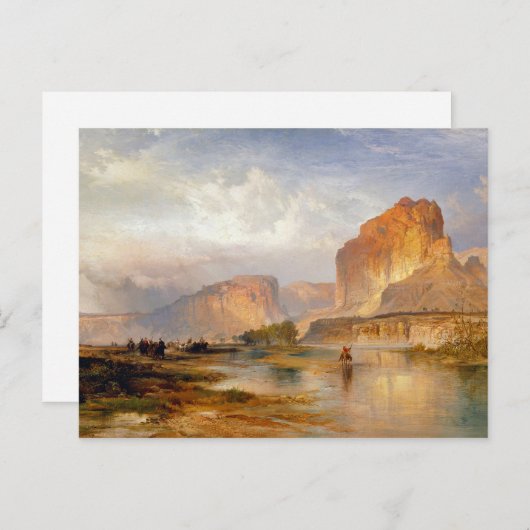 モランの緑の川絵画の崖 ポストカード (正面/裏面)