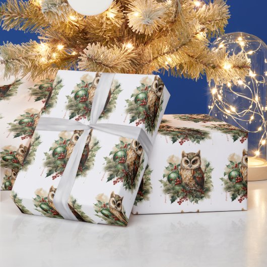 モリのクリスマスふくろう ラッピングペーパー (クリスマス)