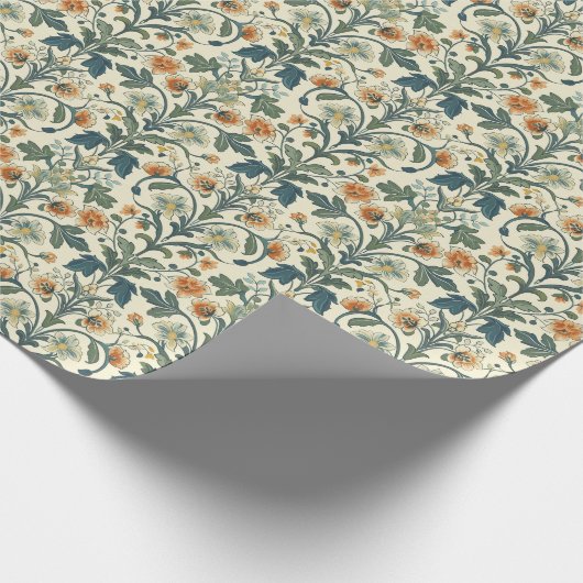 モリスの庭園：再定義されたクラシック花模様 ラッピングペーパー (角)