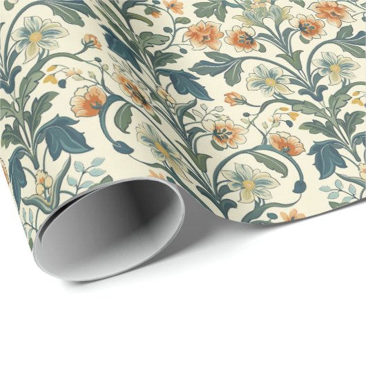 モリスの庭園：再定義されたクラシック花模様 ラッピングペーパー (ロールコーナー)
