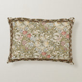 モリスの鳥とアネモネ暗いジャングルグリーンパターン アクセントクッション (裏面)