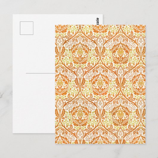 モリスの黄金の枝の葉と巻き模様 ポストカード (正面/裏面)