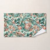 モリスインスパイアチューリップ、牡丹、アカントスグリーン バスタオルセット (ハンドタオル)