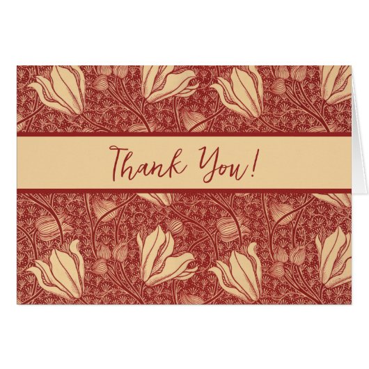 モリスインスパイアユリ花植物赤テキスタイル (正面横)