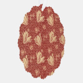 モリスインスパイアユリ花植物赤テキスタイル オーナメントカード (右)