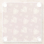 モリスインスパイアユリ花植物赤テキスタイル ガラスコースター (裏面)