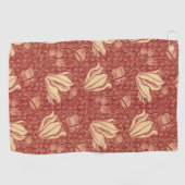 モリスインスパイアユリ花植物赤テキスタイル ゴルフタオル (横)