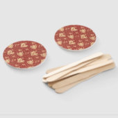 モリスインスパイアユリ花植物赤テキスタイル ハンドファン (組立なし)