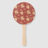 モリスインスパイアユリ花植物赤テキスタイル ハンドファン (正面)