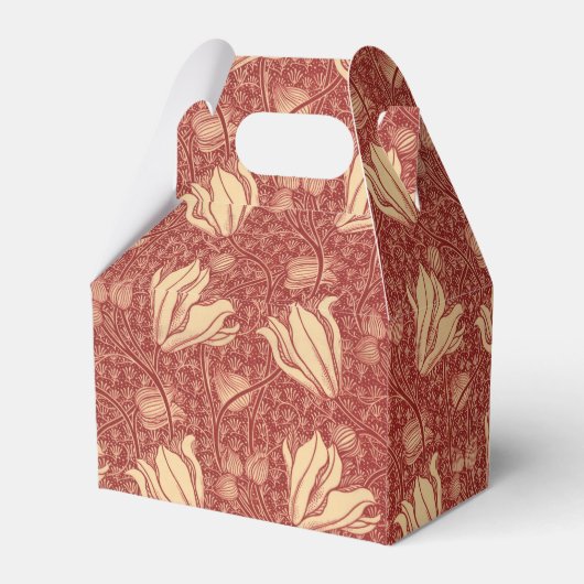 モリスインスパイアユリ花植物赤テキスタイル フェイバーボックス (裏面サイド)