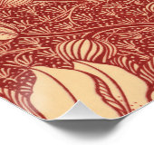 モリスインスパイアユリ花植物赤テキスタイル ポスター (コーナー)