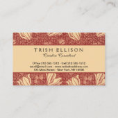 モリスインスパイアユリ花植物赤テキスタイル 名刺 (裏面)