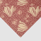 モリスインスパイアユリ花植物赤テキスタイル 薄葉紙 (詳細)