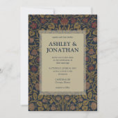 モリスエレガントバイオレットとオダマキ（植物）パタ結婚ーン 招待状 (正面)