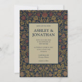 モリスエレガントバイオレットとオダマキ(植物)パタ結婚ーン 招待状 (正面)