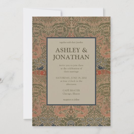 モリスエレガントピーコック&ドラゴンパタ結婚ーン 招待状 (正面)