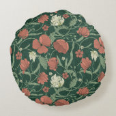 モリスガーデングリーン&レッドフローラ ラウンドクッション (裏面)