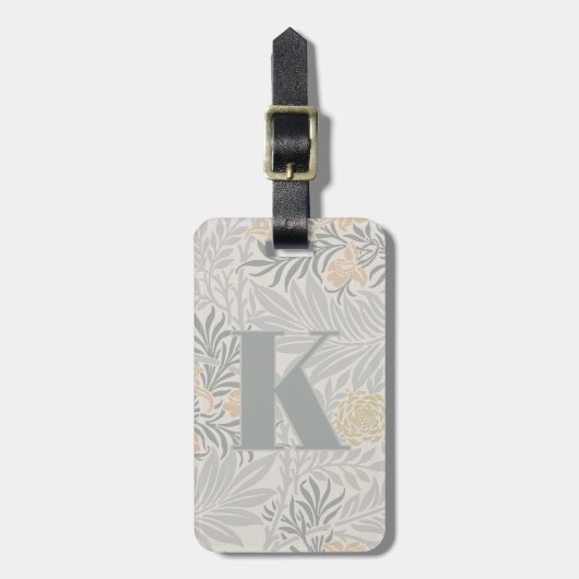 モリスコーラル&セージのラークスパーパターン ラゲッジタグ (正面縦)