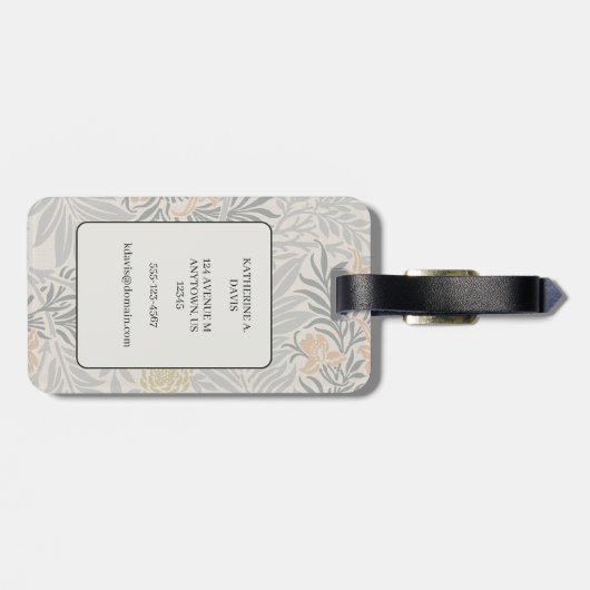 モリスコーラル&セージのラークスパーパターン ラゲッジタグ (裏面横)