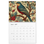 モリススタイル鳥2025年新年 カレンダー (3月 2027)