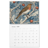 モリススタイル鳥2025年新年 カレンダー (1月 2027)