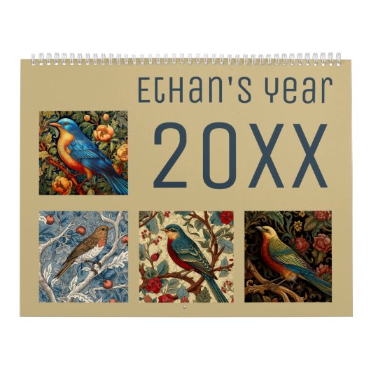 モリススタイル鳥2025年新年 カレンダー (カバー)