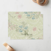 モリスティール(緑がかった色)ブルー&ピンクラークスパーパターンノートカード ノートカード (正面/裏面インサイチュ)